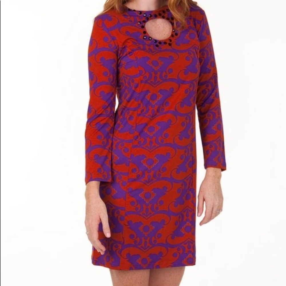 NWT Tracy Negoshian Dress Damask Ginger Size XS